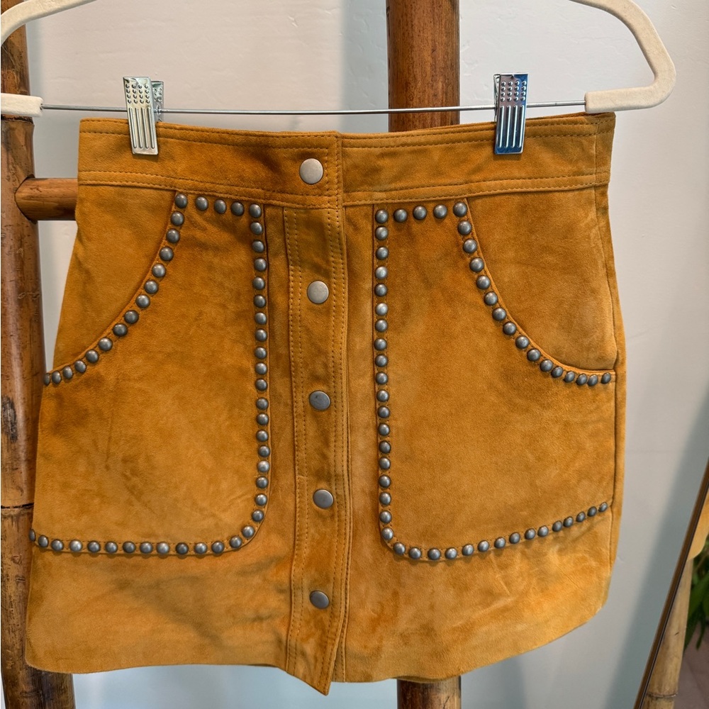 Authentic suede studded mini skirt